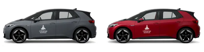 Bilar med vit logotyp