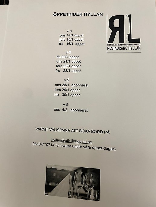 Öppettider Restaurang Hyllan